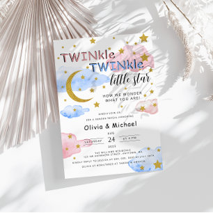 TWINkle TWINkle Little Star Gender Reveal Party Kaart