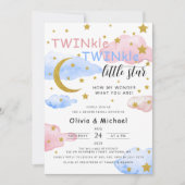 TWINkle TWINkle Little Star Gender Reveal Party Kaart (Voorkant)