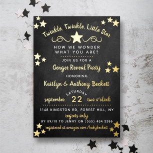 Twinkle Twinkle Little Star Geslacht Reveal Feest Folie Uitnodiging