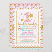 Twinkle Twinkle Little Star Girl 1e verjaardag Kaart (Voorkant / Achterkant)