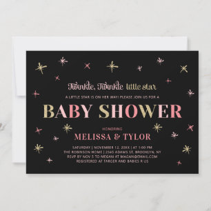 Twinkle Twinkle Little Star Girl Baby shower Kaart