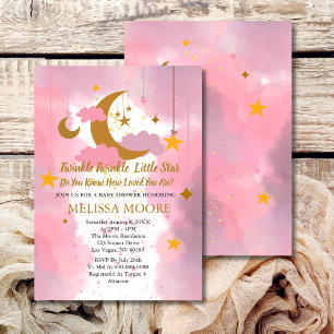 Twinkle Twinkle Little Star Girl Baby shower Kaart