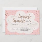 Twinkle Twinkle Little Star Girls First Birthday Kaart (Voorkant)