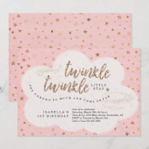 Twinkle Twinkle Little Star Girls First Birthday Kaart