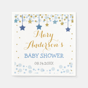 Twinkle Twinkle Little Star Gold Blue Sparkle Baby Servet
