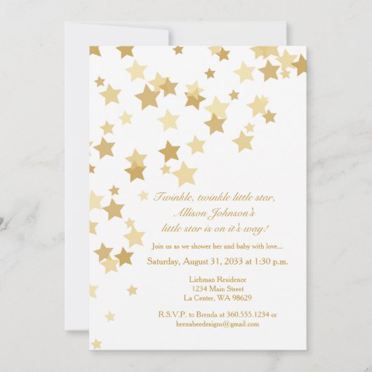 Twinkle Twinkle Little Star Gold Invitation Kaart (Voorkant)