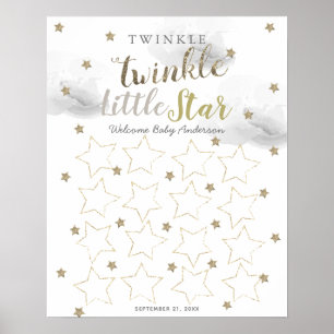 Twinkle Twinkle Little Star Grey Guest Book Sign Poster