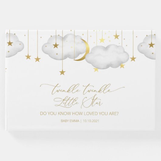 Twinkle Twinkle Little Star Guestbook, Moon Clouds Gastenboek (Voorkant)