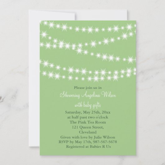 Twinkle Twinkle Little Star Invitation (groen) Kaart (Voorkant)