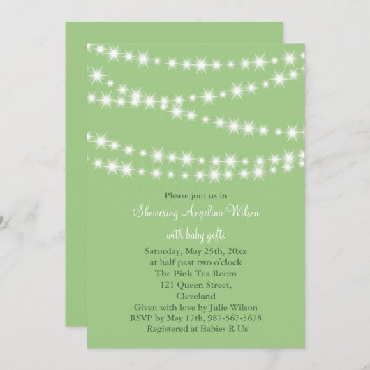 Twinkle Twinkle Little Star Invitation (groen) Kaart (Voorkant / Achterkant)