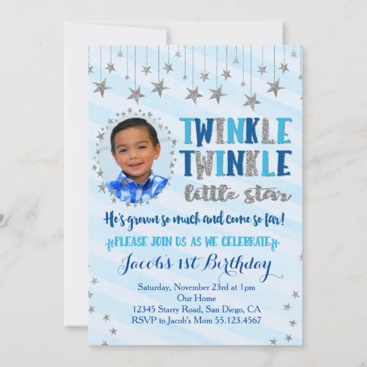 Twinkle Twinkle Little Star Invitation Kaart (Voorkant)