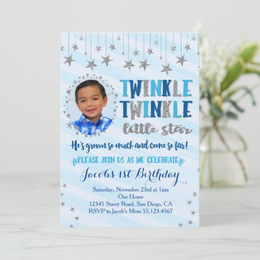 Twinkle Twinkle Little Star Invitation Kaart (Staand voorkant)