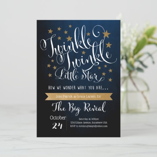 Twinkle Twinkle Little Star Invitation Kaart (Staand voorkant)