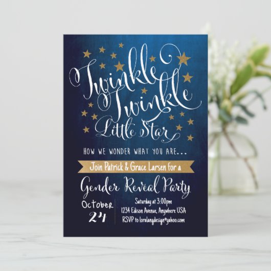 Twinkle Twinkle Little Star Invitation Kaart (Staand voorkant)