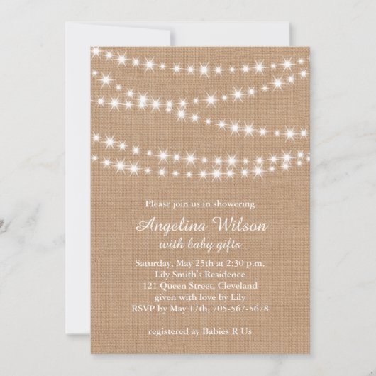 Twinkle Twinkle Little Star Invitation on Burlap Kaart (Voorkant)