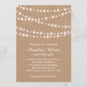 Twinkle Twinkle Little Star Invitation on Burlap Kaart