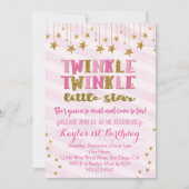Twinkle Twinkle Little Star Invitation Roze Kaart (Voorkant)