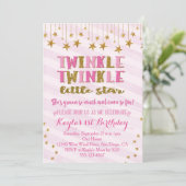 Twinkle Twinkle Little Star Invitation Roze Kaart (Staand voorkant)