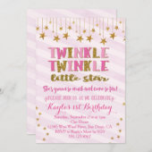 Twinkle Twinkle Little Star Invitation Roze Kaart (Voorkant / Achterkant)