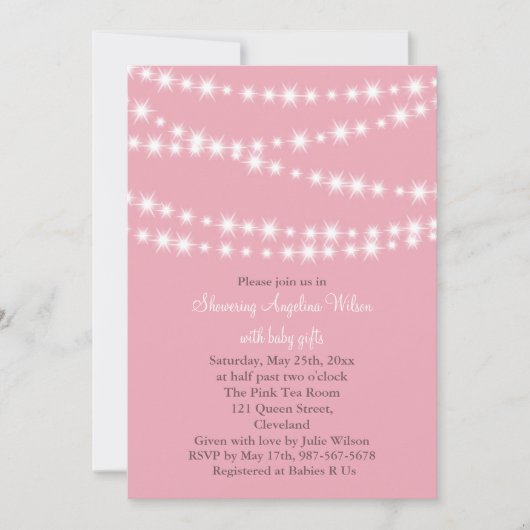 Twinkle Twinkle Little Star Invitation (roze) Kaart (Voorkant)
