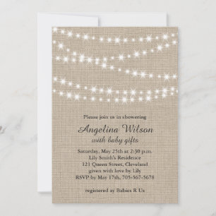 Twinkle Twinkle Little Star Invite on Light Burlap Kaart