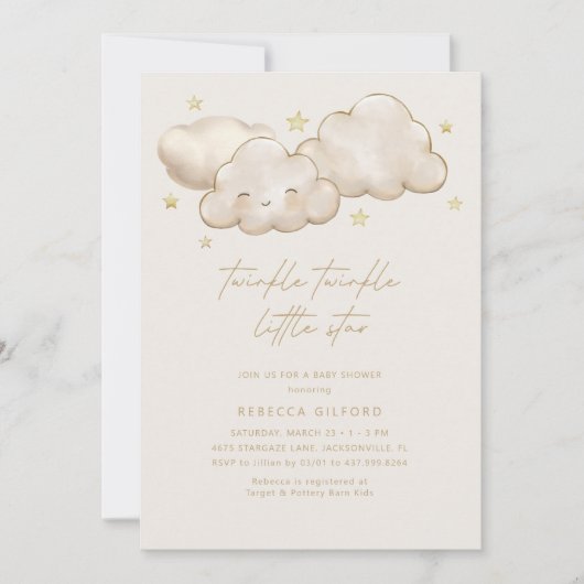 Twinkle Twinkle Little Star Ivory Baby shower Kaart (Voorkant)
