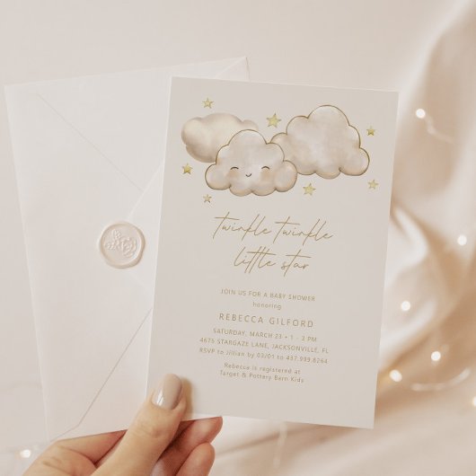 Twinkle Twinkle Little Star Ivory Baby shower Kaart