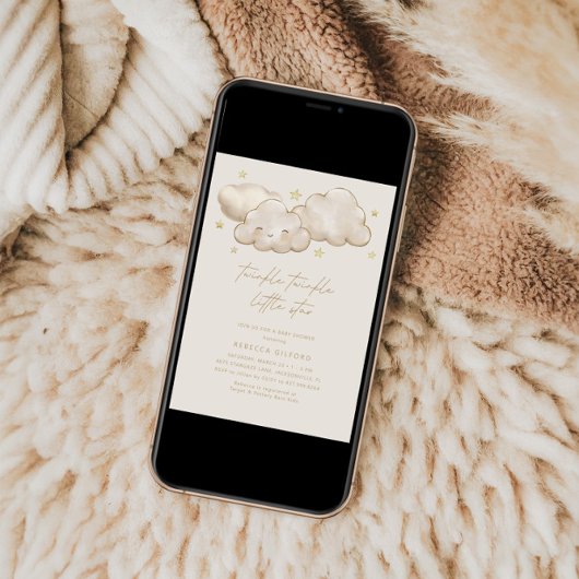 Twinkle Twinkle Little Star Ivory Baby shower Kaart