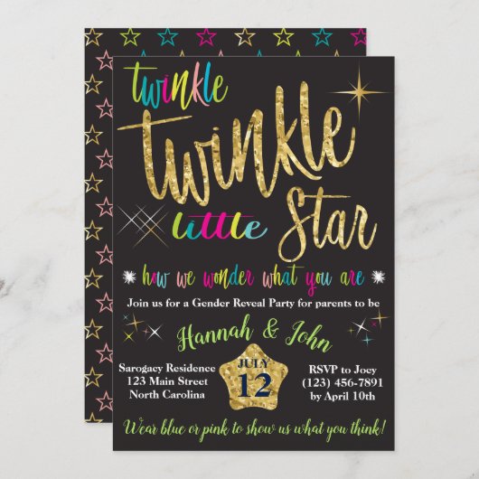 Twinkle Twinkle Little Star Kaart (Voorkant / Achterkant)