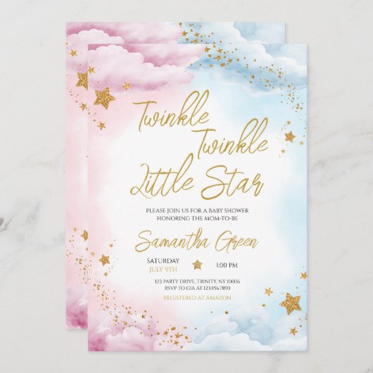 Twinkle Twinkle Little Star Kaart (Voorkant / Achterkant)