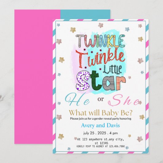 Twinkle Twinkle Little Star Kaart (Voorkant / Achterkant)