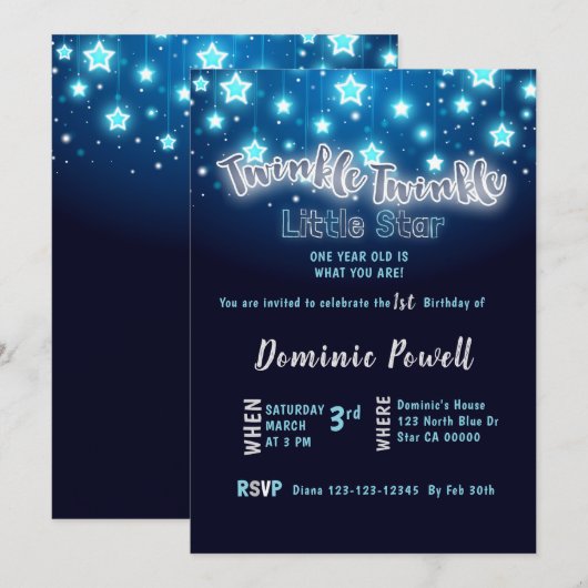 Twinkle Twinkle Little Star Kaart (Voorkant / Achterkant)