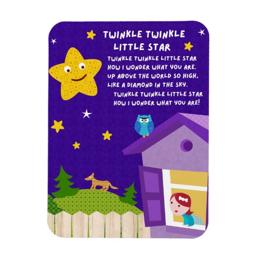 Twinkle Twinkle Little Star Kinderlied Magneet (Verticaal)