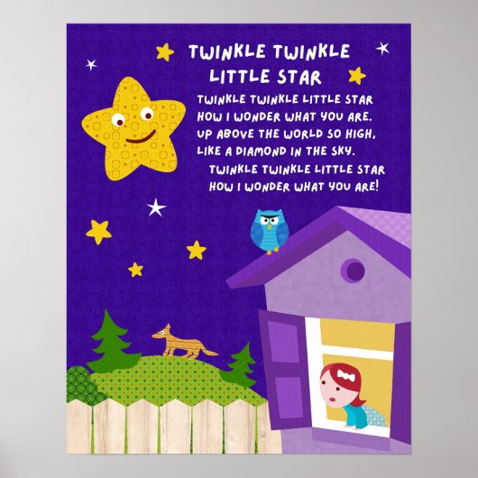 Twinkle Twinkle Little Star Kinderrijmpje Poster (Voorkant)