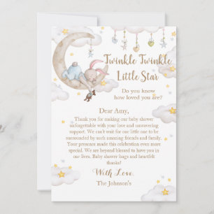 Twinkle Twinkle Little Star Konijn Baby Shower Bedankkaart