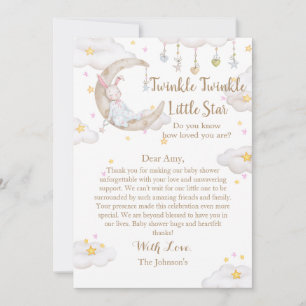 Twinkle Twinkle Little Star Konijn Baby Shower Bedankkaart