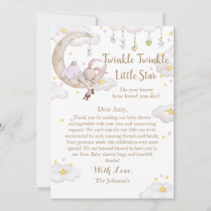 Twinkle Twinkle Little Star Konijn Baby Shower Bedankkaart