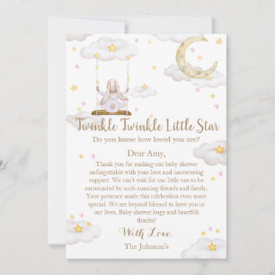 Twinkle Twinkle Little Star Konijn Baby Shower Bedankkaart