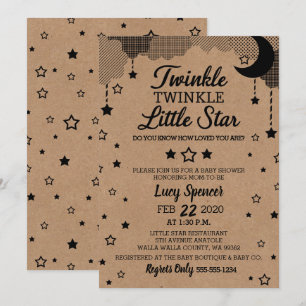 Twinkle Twinkle Little Star Kraft-Baby shower Kaart