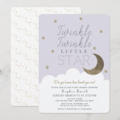 Twinkle Twinkle Little Star Lila Baby shower Kaart (Voorkant / Achterkant)