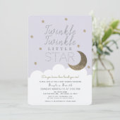 Twinkle Twinkle Little Star Lila Baby shower Kaart (Staand voorkant)