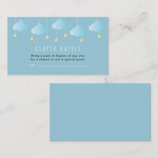 Twinkle Twinkle Little Star Luier Raffle Ticket Informatiekaartje (Voorkant / Achterkant)