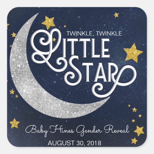Twinkle Twinkle Little Star Maan Vierkante Sticker (Voorkant)