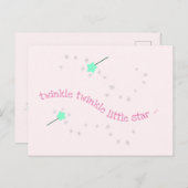 Twinkle Twinkle Little Star, Magic Wand Baby Meisj Briefkaart (Voorkant / Achterkant)