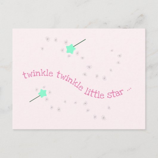 Twinkle Twinkle Little Star, Magic Wand Baby Meisj Briefkaart (Voorkant)