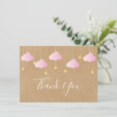 Twinkle Twinkle Little Star Meisje Roze Bedankkaart (Staand voorkant)