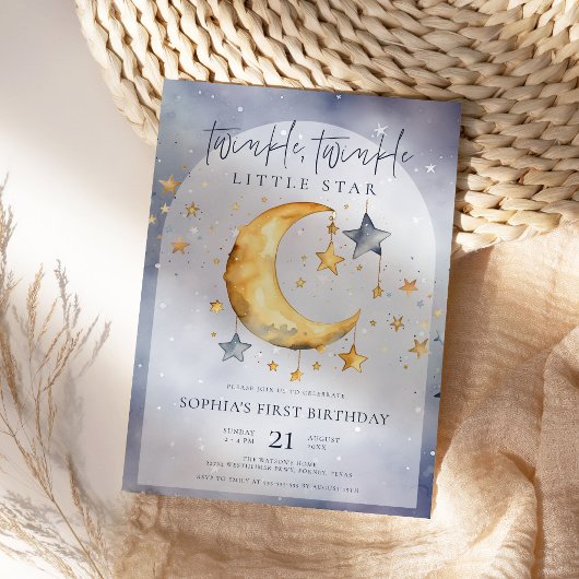 Twinkle Twinkle Little Star Moon 1e verjaardag Kaart