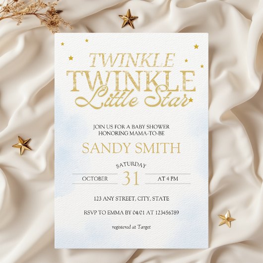 Twinkle Twinkle Little Star Moon Baby shower Kaart