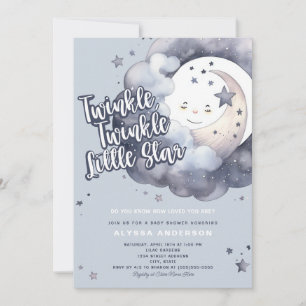 Twinkle Twinkle Little Star Moon Baby shower Kaart