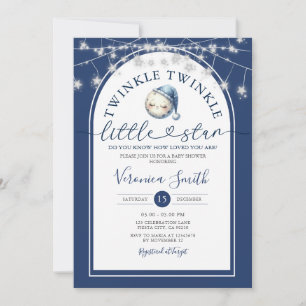 Twinkle Twinkle Little Star Moon Baby shower Light Kaart